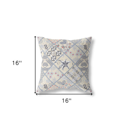 16?ǥ Cream Gray Patch Indoor Outdoor Throw Pillow