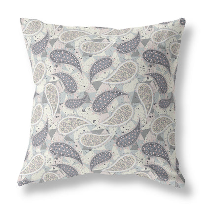 16?ǥ Gray Cream Boho Paisley Indoor Outdoor Throw Pillow