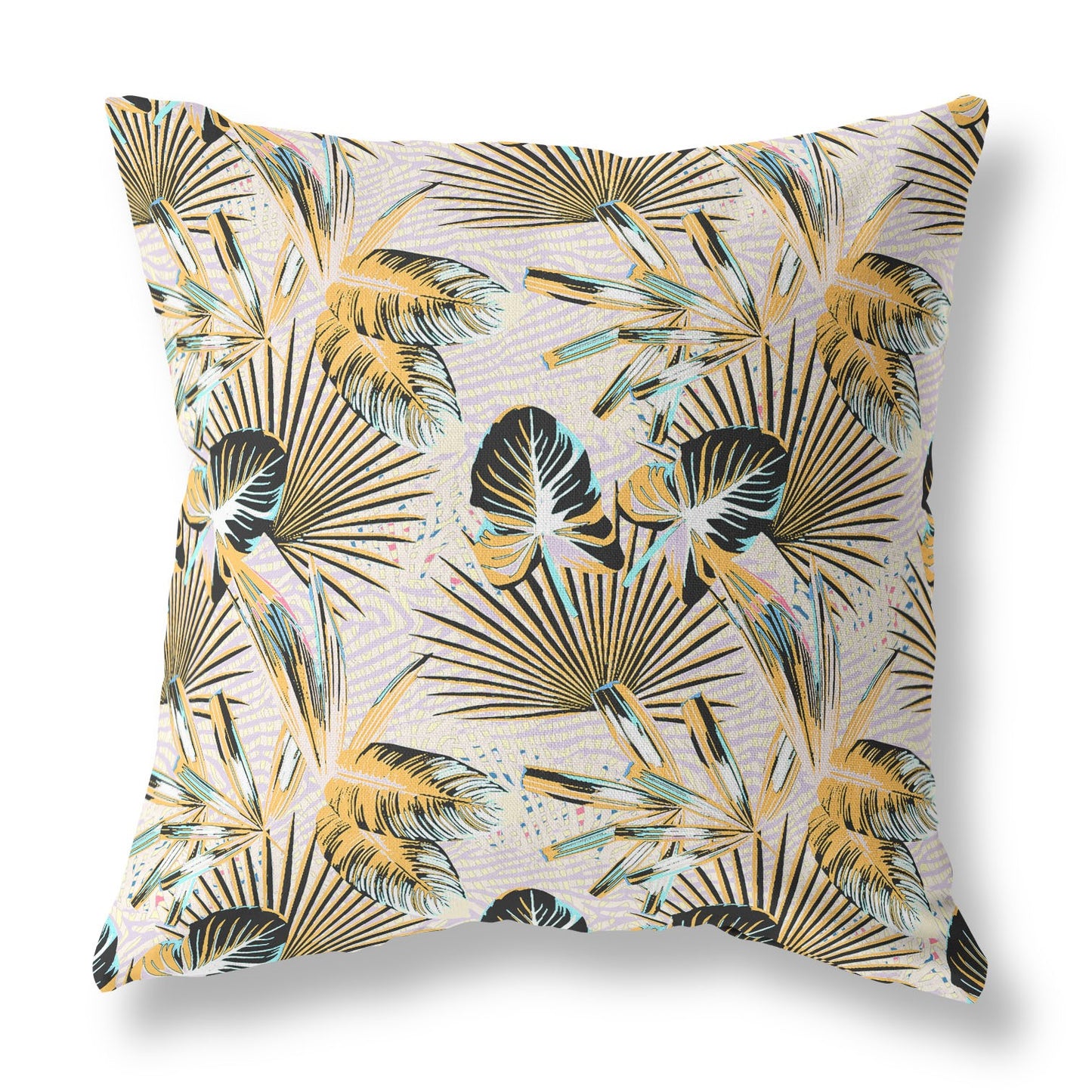 16?ǥ Yellow Black Tropical Indoor Outdoor Throw Pillow