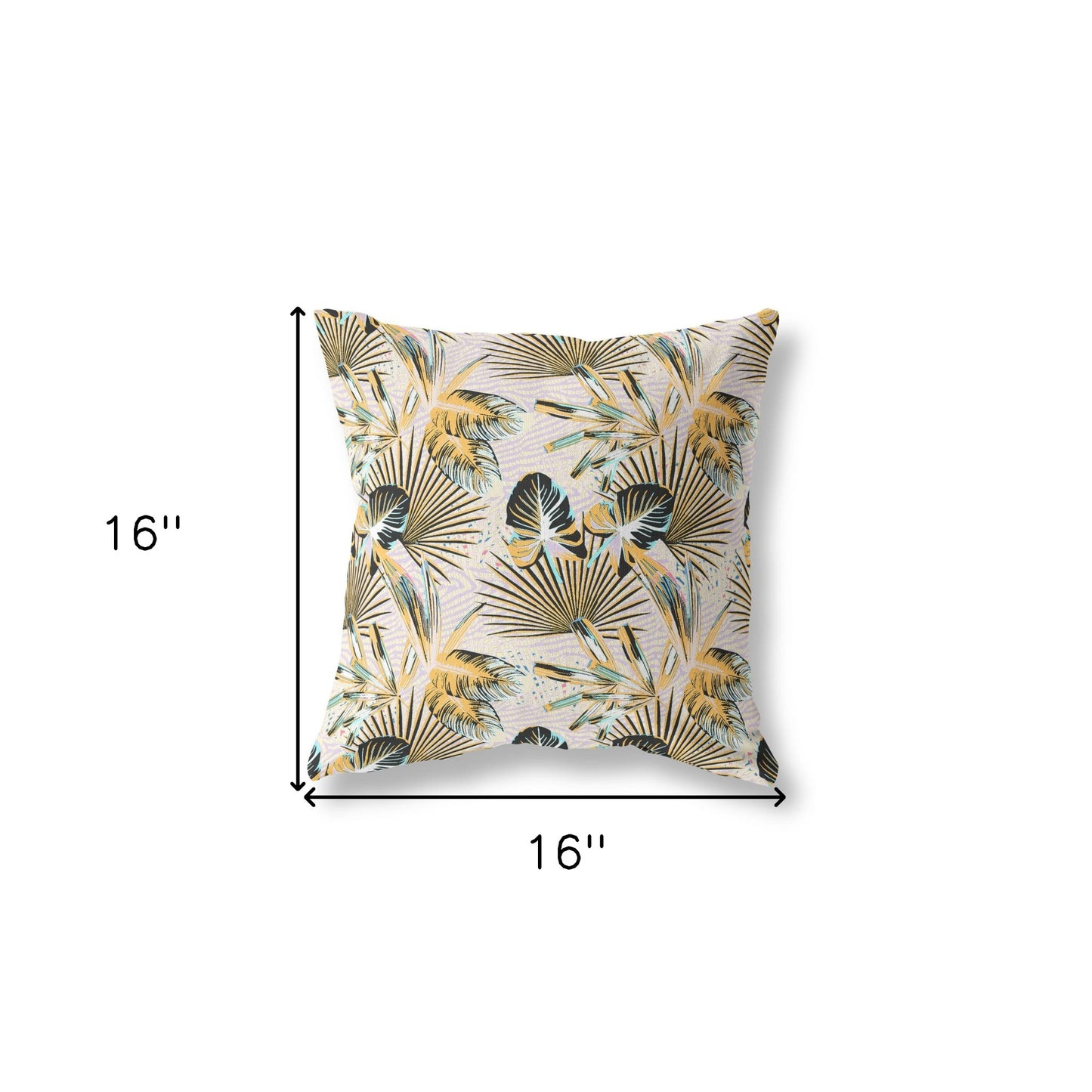 16?ǥ Yellow Black Tropical Indoor Outdoor Throw Pillow