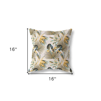 16?ǥ Yellow Black Tropical Indoor Outdoor Throw Pillow