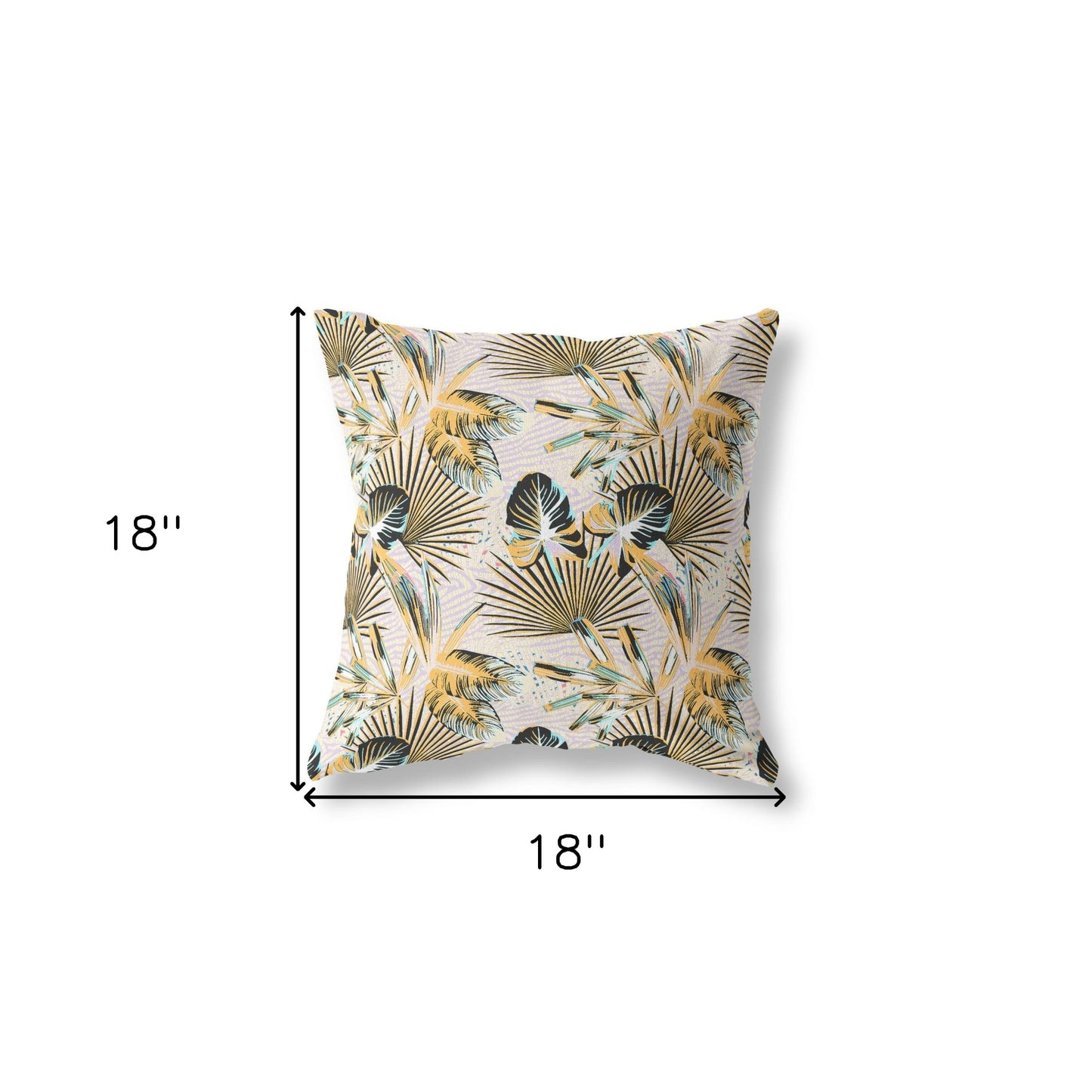 18” Yellow Black Tropical Indoor Outdoor Throw Pillow