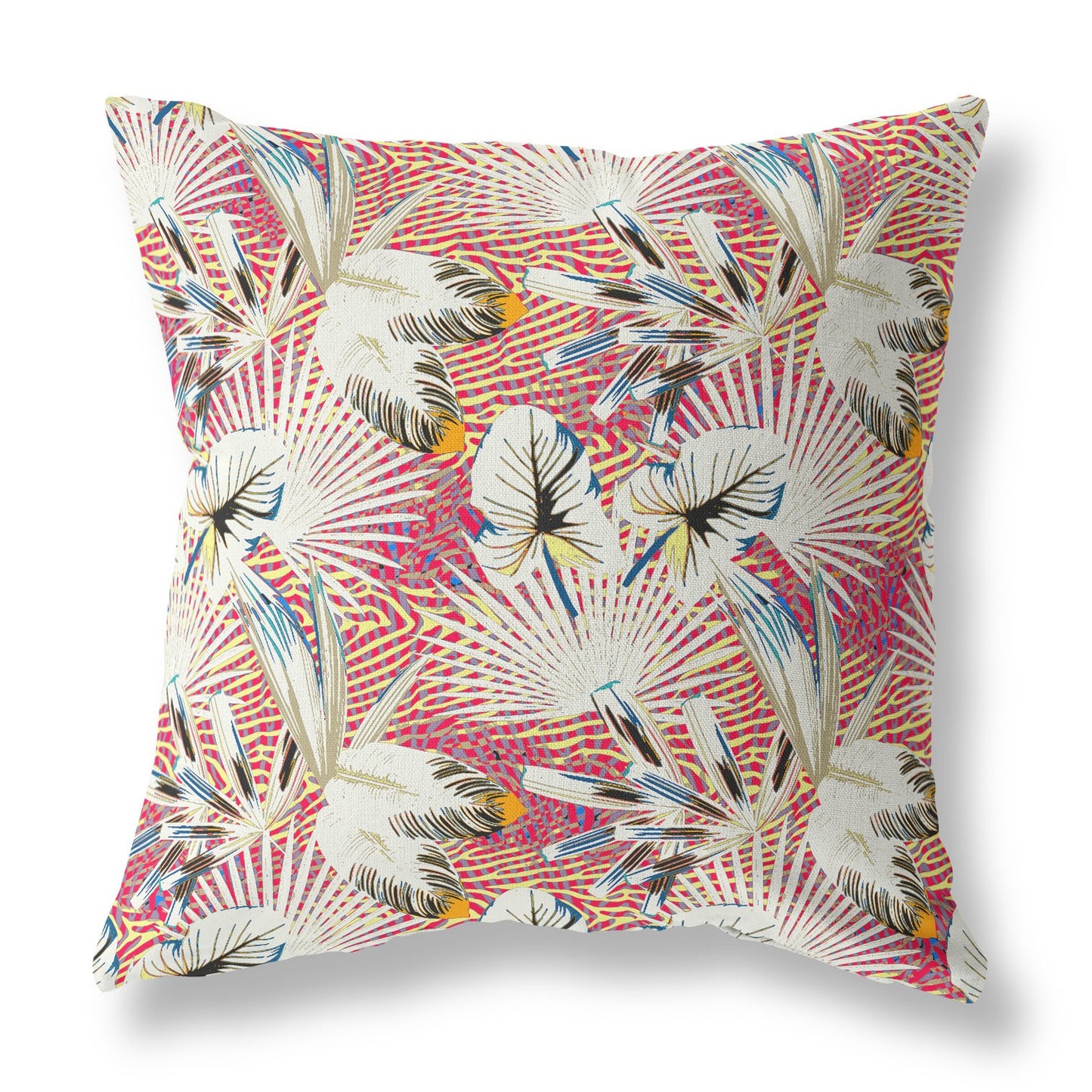 16?ǥ White Red Tropical Indoor Outdoor Throw Pillow