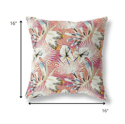 16?ǥ White Red Tropical Indoor Outdoor Throw Pillow