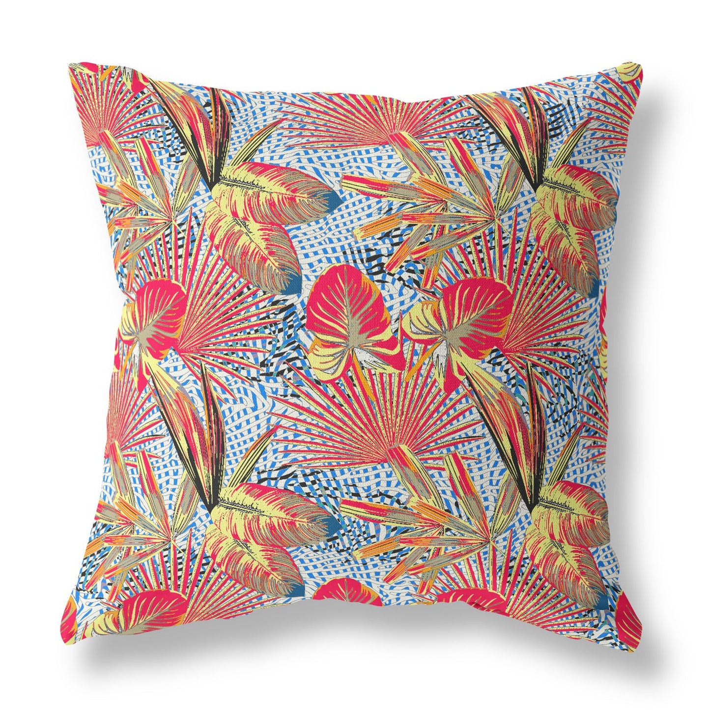 16?ǥ Crimson Yellow Tropical Indoor Outdoor Throw Pillow