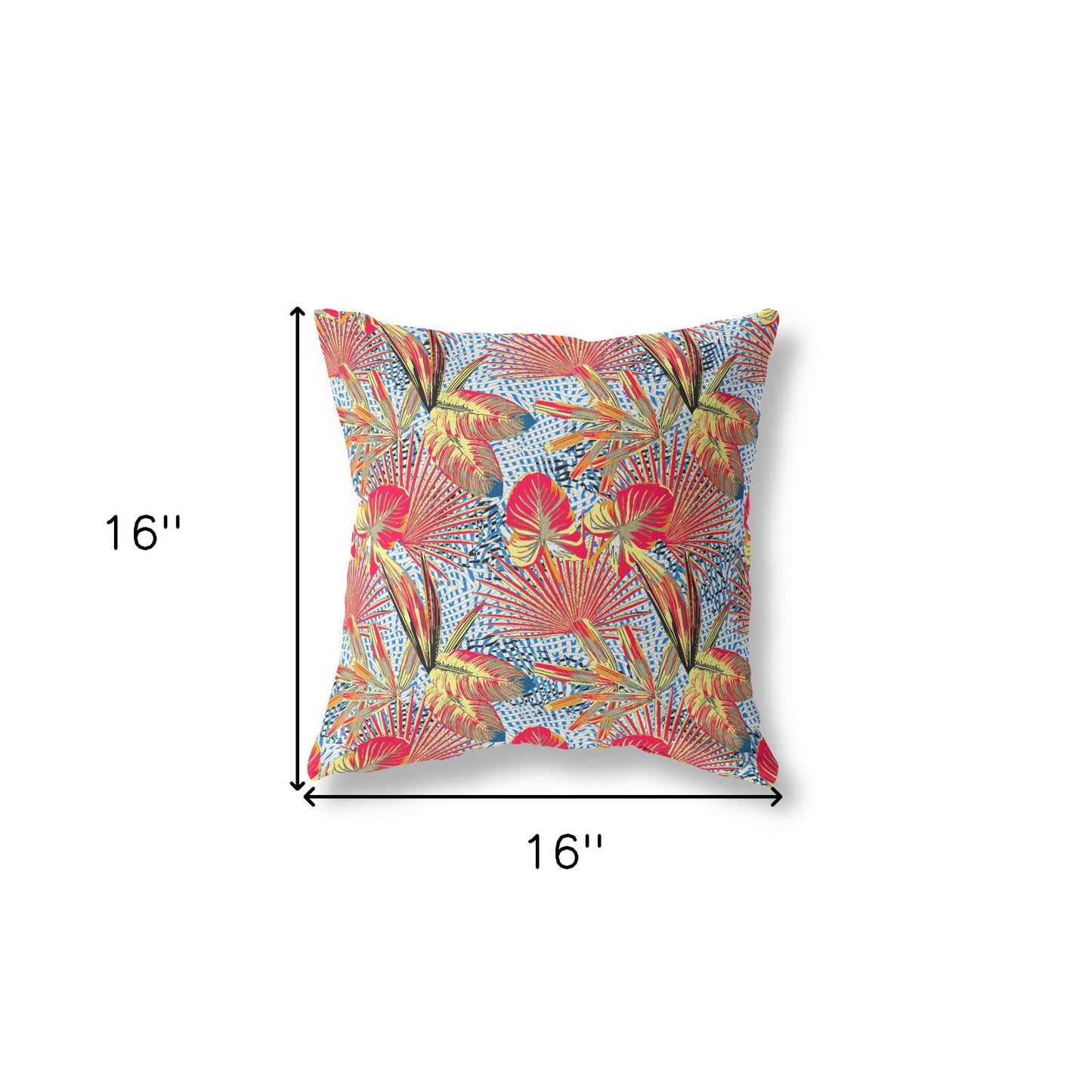 16?ǥ Crimson Yellow Tropical Indoor Outdoor Throw Pillow