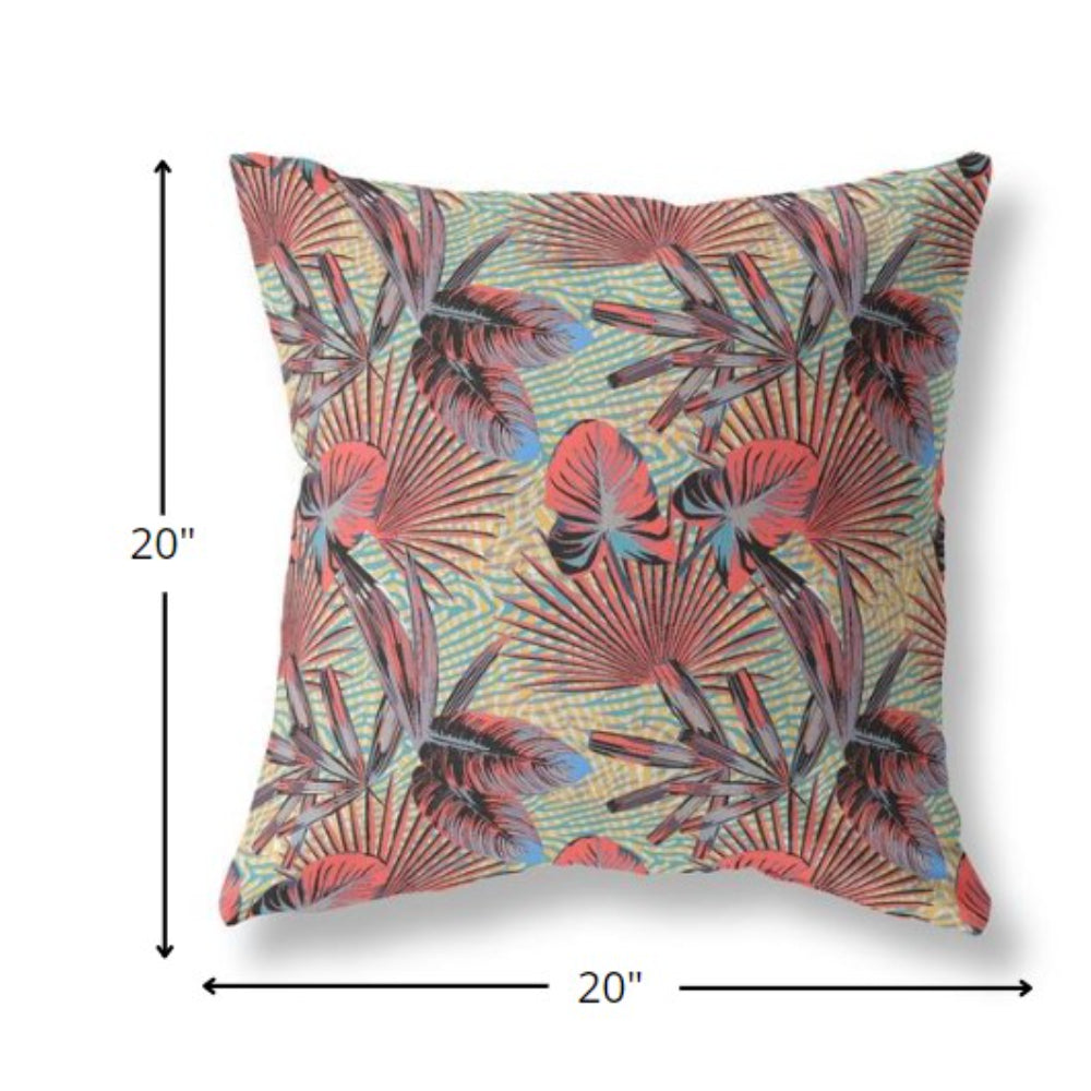 18” Red Yellow Tropical Indoor Outdoor Throw Pillow