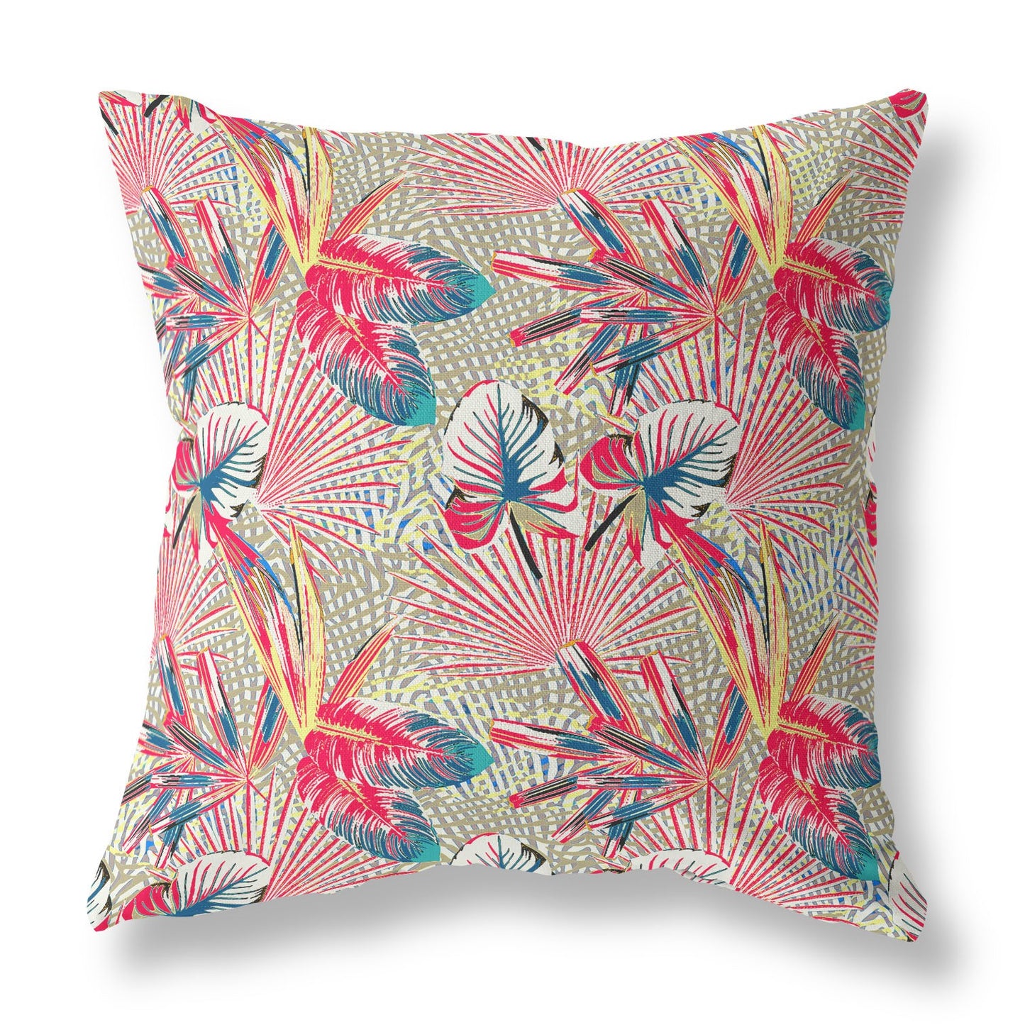 16?ǥ Red Gold Tropical Indoor Outdoor Throw Pillow