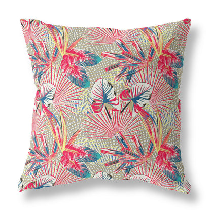 16?ǥ Red Gold Tropical Indoor Outdoor Throw Pillow