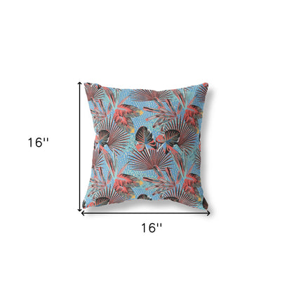 16?ǥ Coral Blue Tropical Indoor Outdoor Throw Pillow