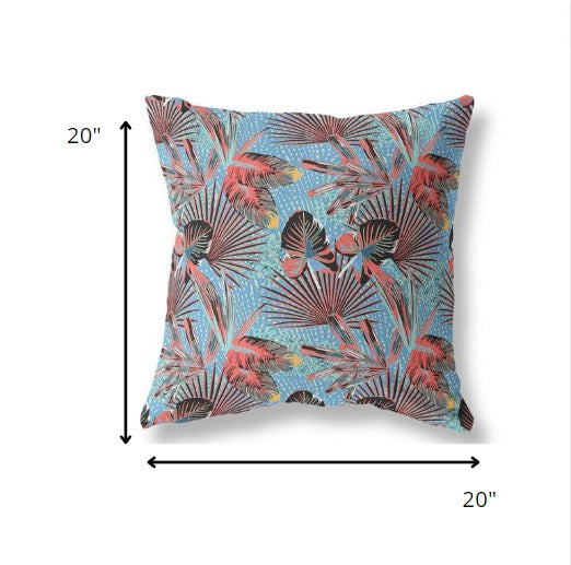 18” Coral Blue Tropical Indoor Outdoor Throw Pillow