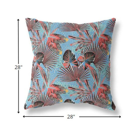 18” Coral Blue Tropical Indoor Outdoor Throw Pillow