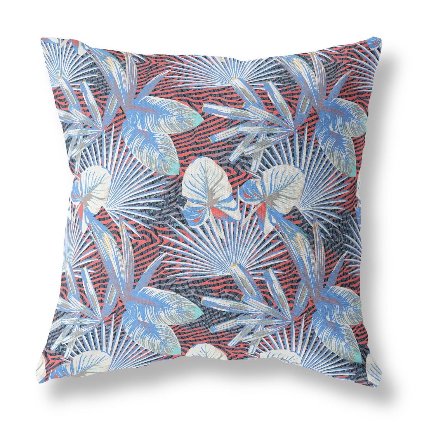 16?ǥ Blue Red Tropical Indoor Outdoor Throw Pillow