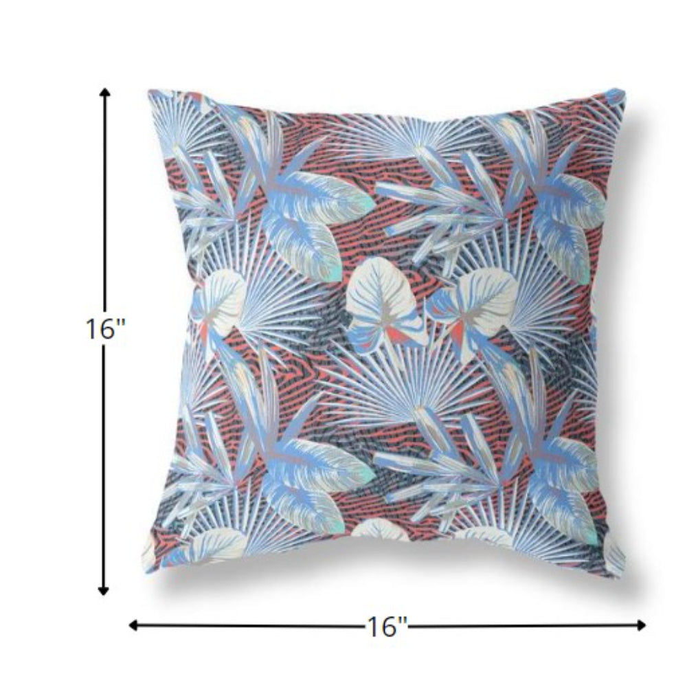 16?ǥ Blue Red Tropical Indoor Outdoor Throw Pillow