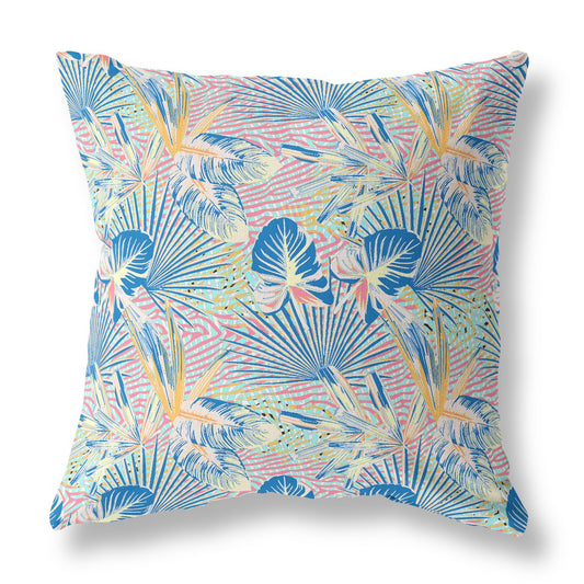 16?ǥ Blue Pink Tropical Indoor Outdoor Throw Pillow