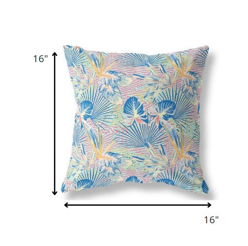 16?ǥ Blue Pink Tropical Indoor Outdoor Throw Pillow