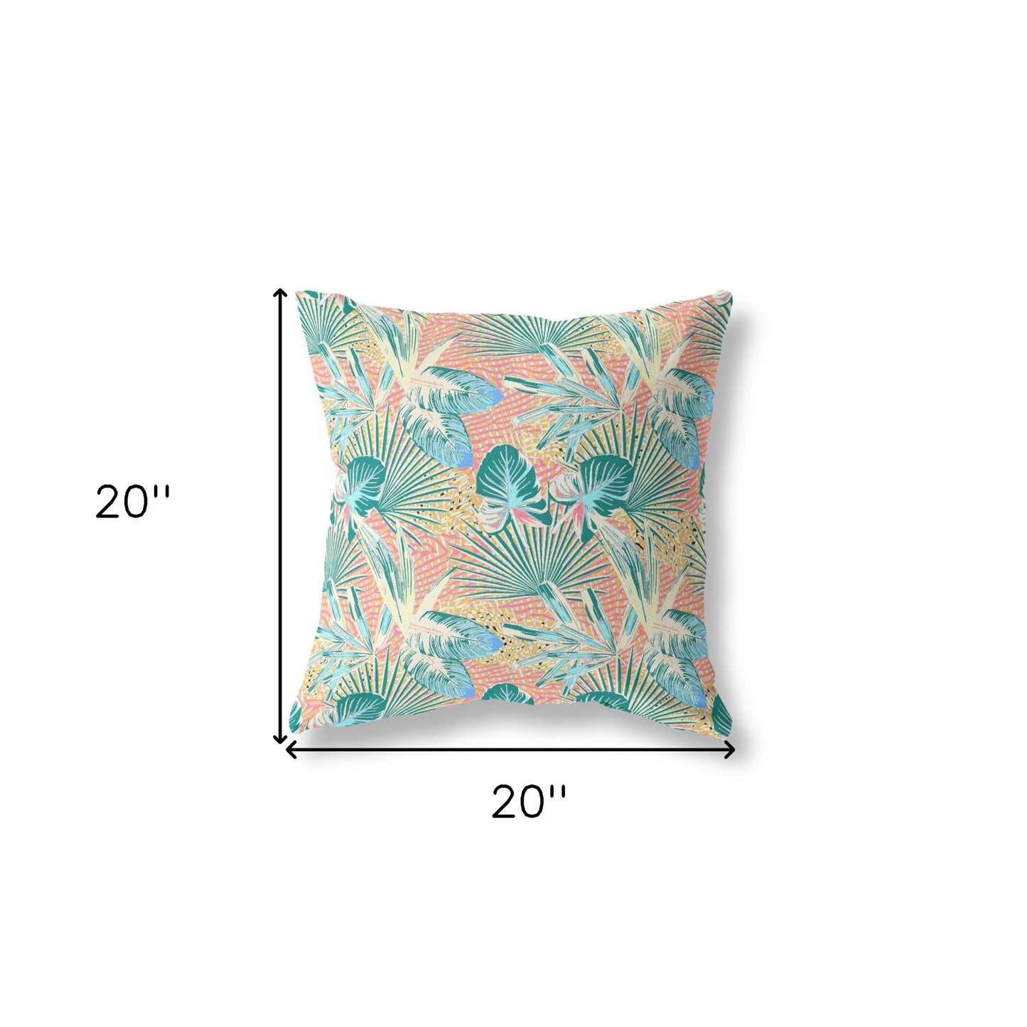 18” Blue Peach Tropical Indoor Outdoor Throw Pillow