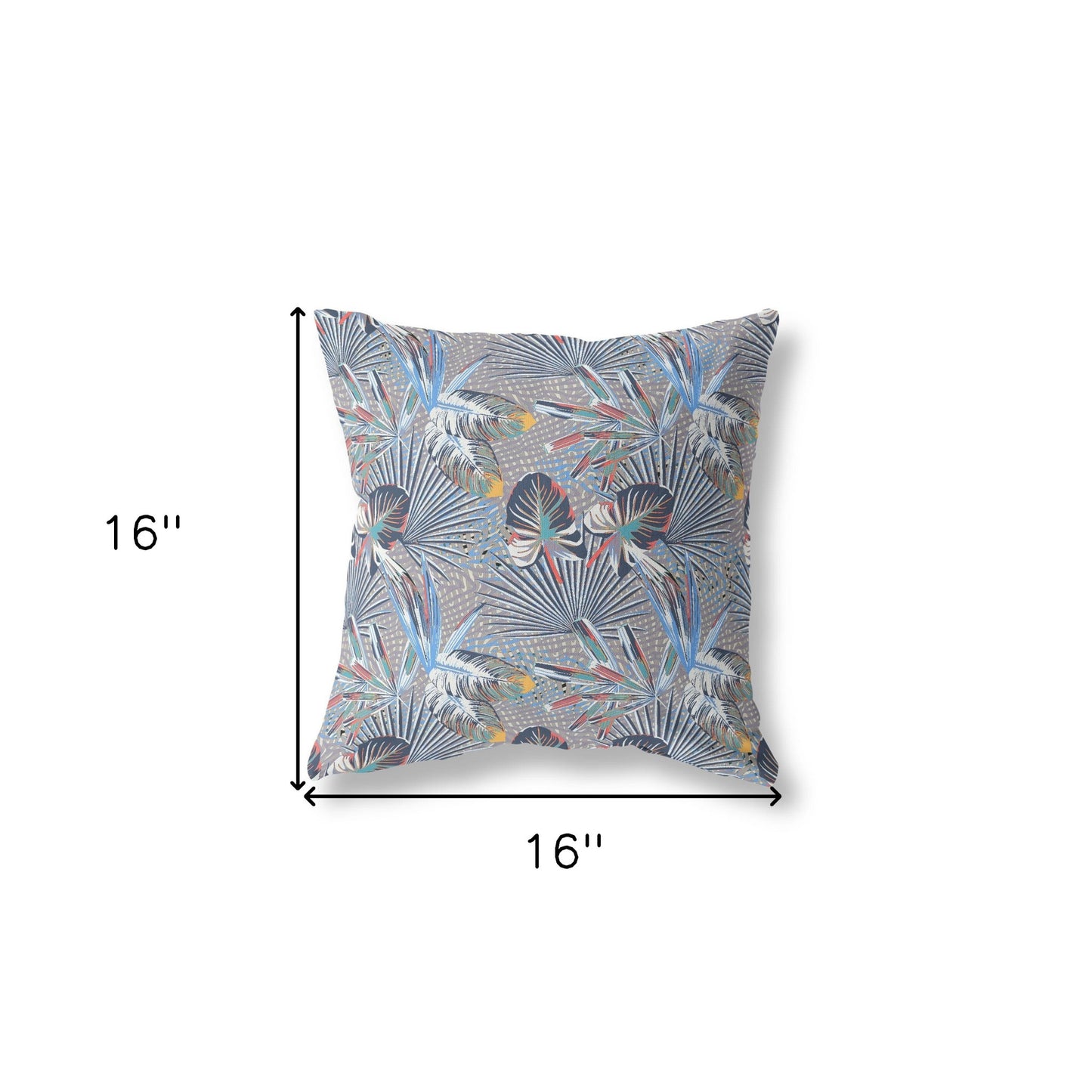 16?ǥ Indigo Gray Tropical Indoor Outdoor Throw Pillow