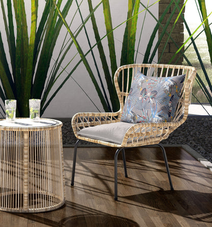 18” Indigo Gray Tropical Indoor Outdoor Throw Pillow