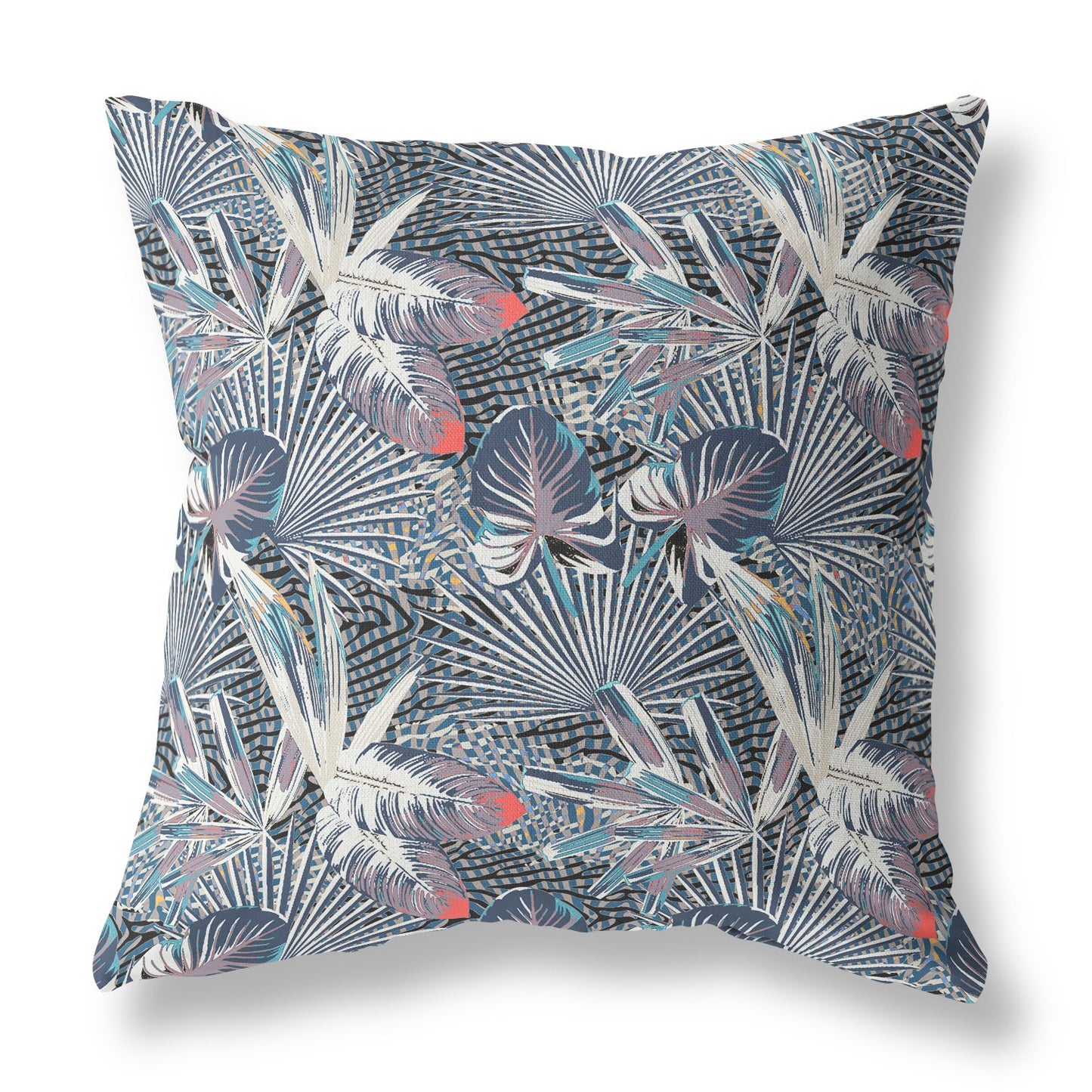 16?ǥ Purple Indigo Tropical Indoor Outdoor Throw Pillow