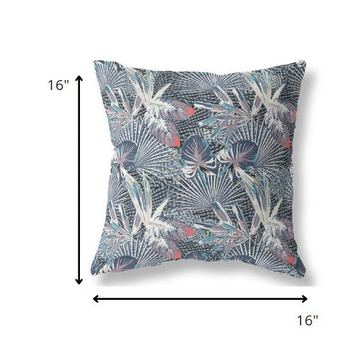 16?ǥ Purple Indigo Tropical Indoor Outdoor Throw Pillow