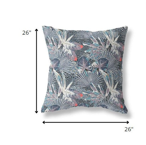 18” Purple Indigo Tropical Indoor Outdoor Throw Pillow