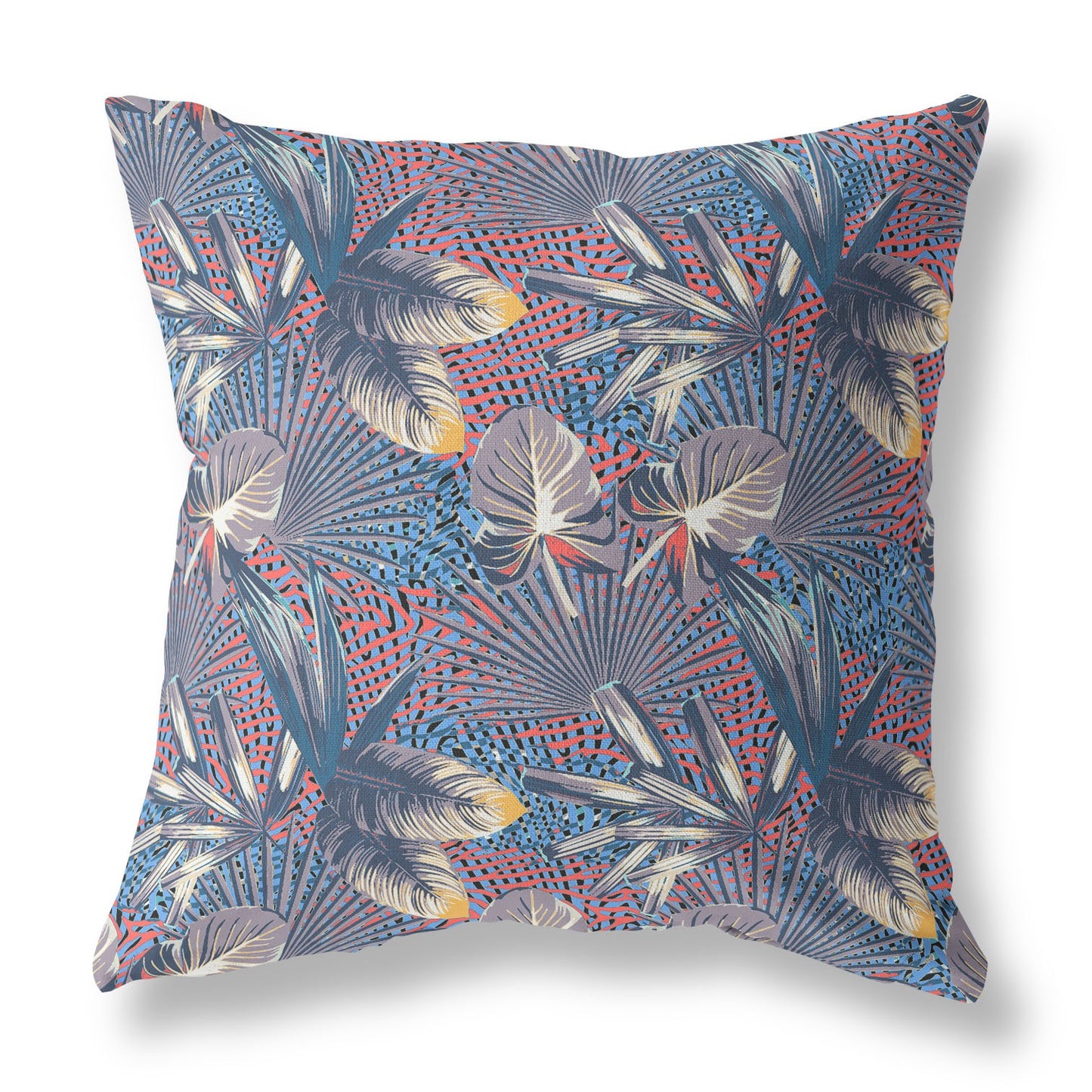 16?ǥ Indigo Red Tropical Indoor Outdoor Throw Pillow