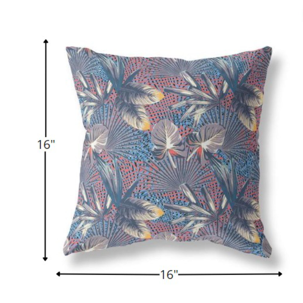 16?ǥ Indigo Red Tropical Indoor Outdoor Throw Pillow