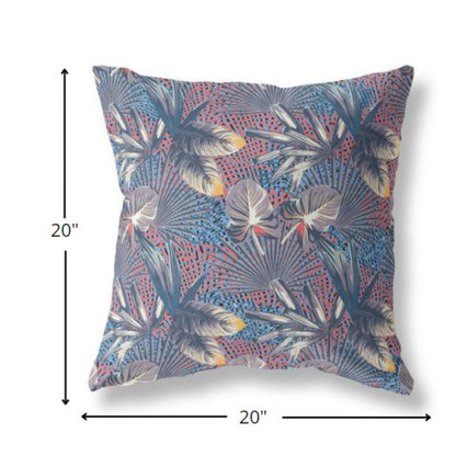 18” Indigo Red Tropical Indoor Outdoor Throw Pillow