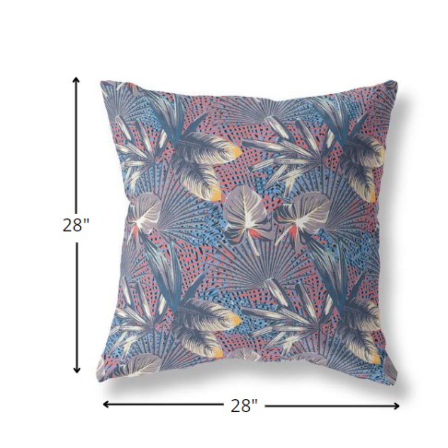 18” Indigo Red Tropical Indoor Outdoor Throw Pillow