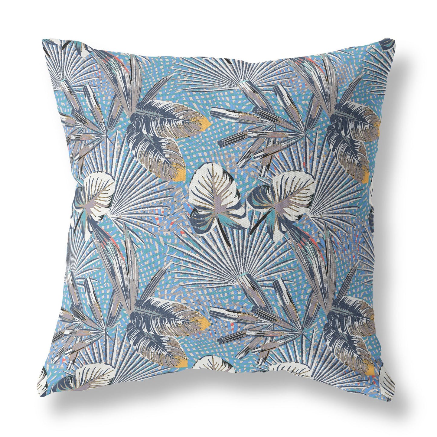 16?ǥ Gray Blue Tropical Indoor Outdoor Throw Pillow