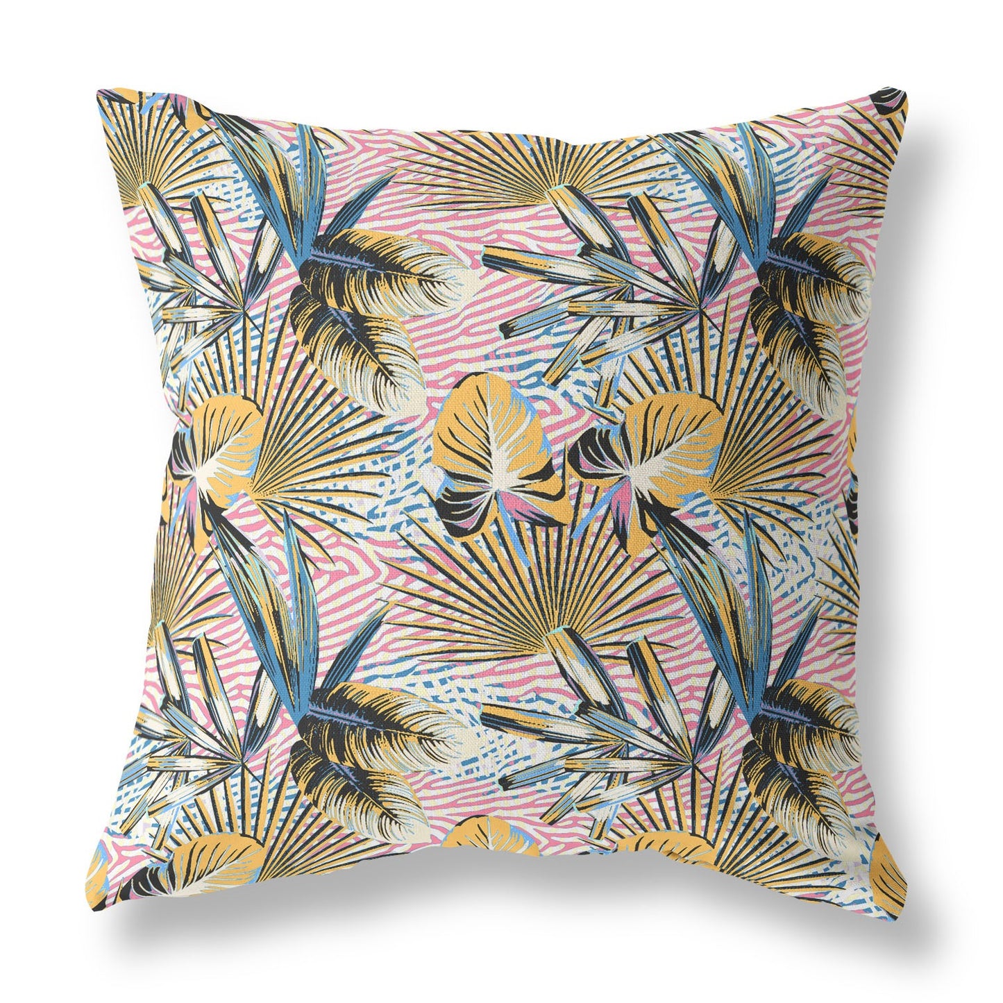 16?ǥ Gold Pink Tropical Indoor Outdoor Throw Pillow