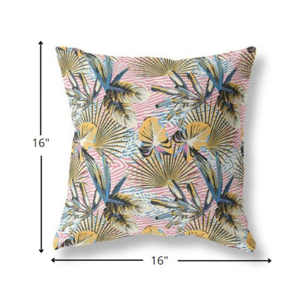 16?ǥ Gold Pink Tropical Indoor Outdoor Throw Pillow