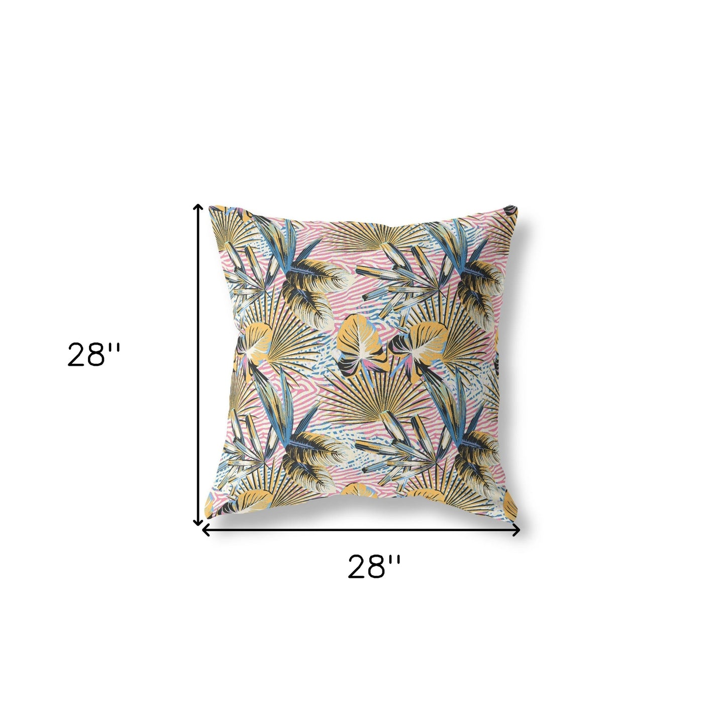 18” Gold Pink Tropical Indoor Outdoor Throw Pillow