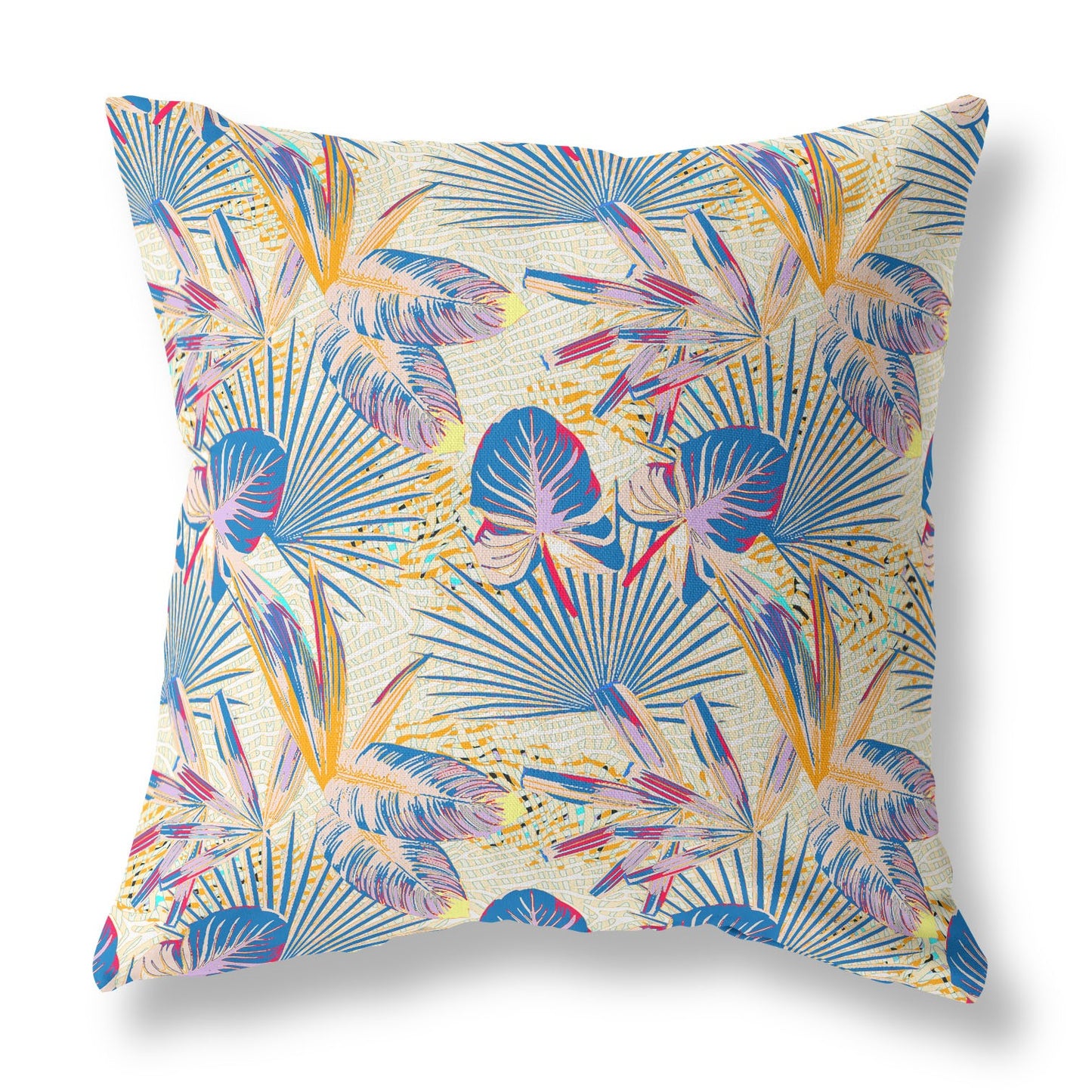 16?ǥ Blue Cream Tropical Indoor Outdoor Throw Pillow