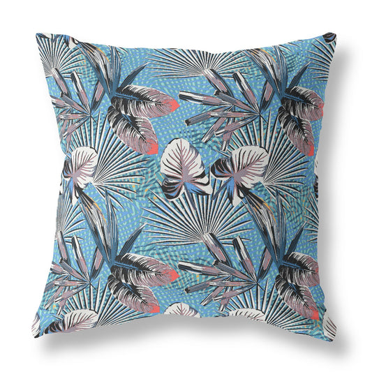 16?ǥ Black Blue Tropical Indoor Outdoor Throw Pillow