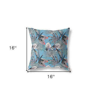 16?ǥ Black Blue Tropical Indoor Outdoor Throw Pillow