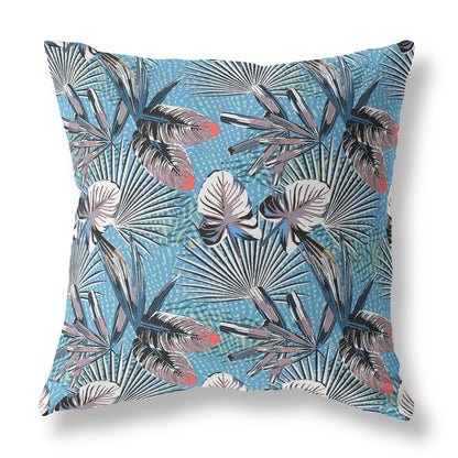 18” Black Blue Tropical Indoor Outdoor Throw Pillow