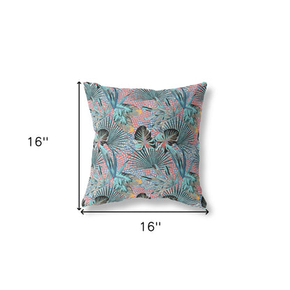 16?ǥ Aqua Red Tropical Indoor Outdoor Throw Pillow