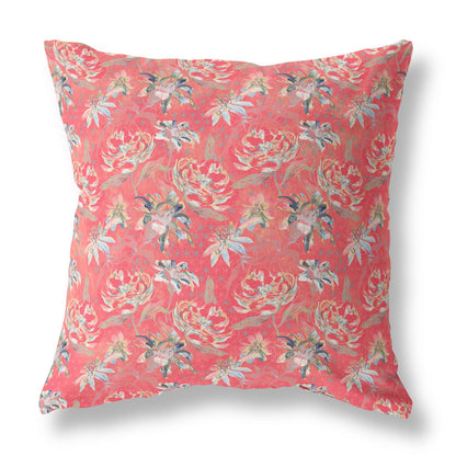 16?ǥ Salmon Red Roses Indoor Outdoor Throw Pillow