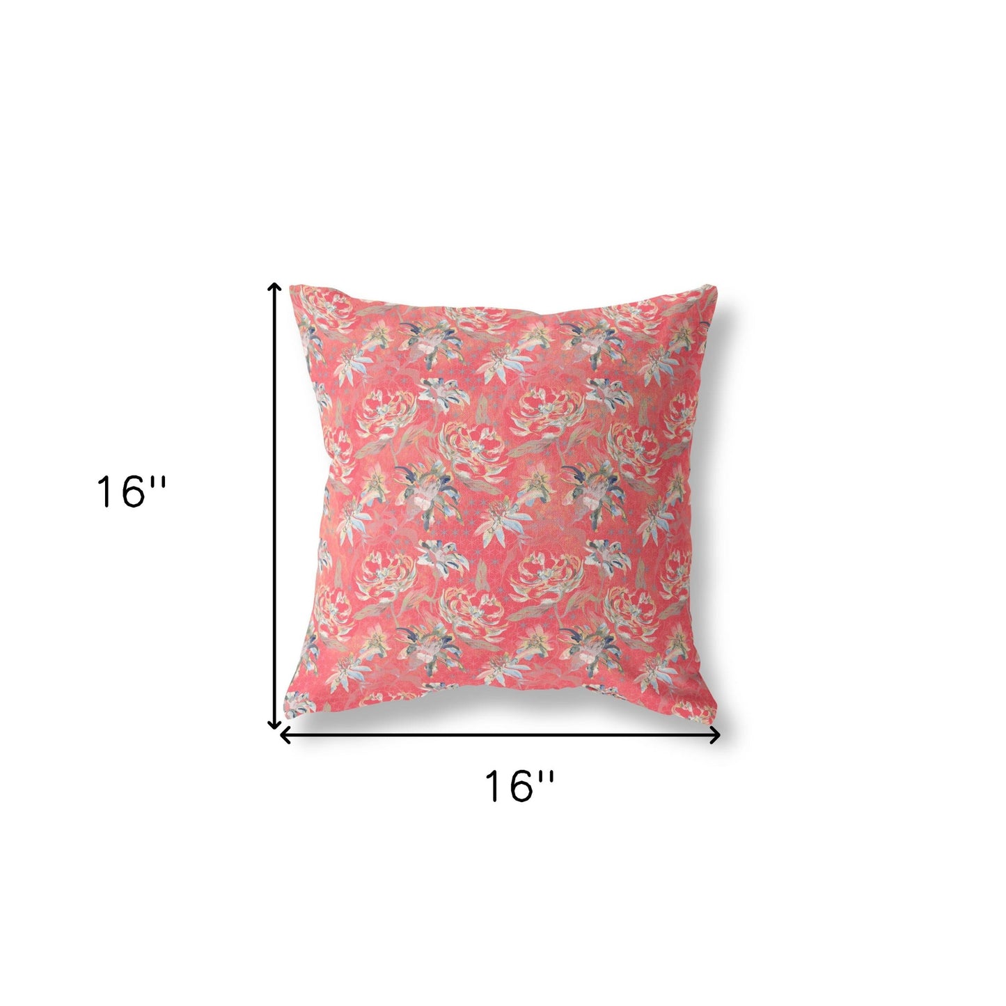 16?ǥ Salmon Red Roses Indoor Outdoor Throw Pillow