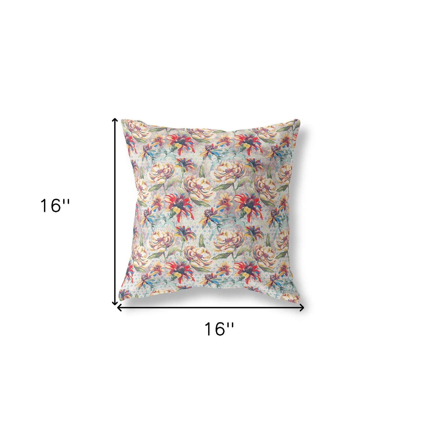 16?ǥ Red Yellow Roses Indoor Outdoor Throw Pillow