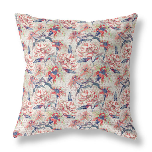 16?ǥ Red Light Indigo Roses Indoor Outdoor Throw Pillow