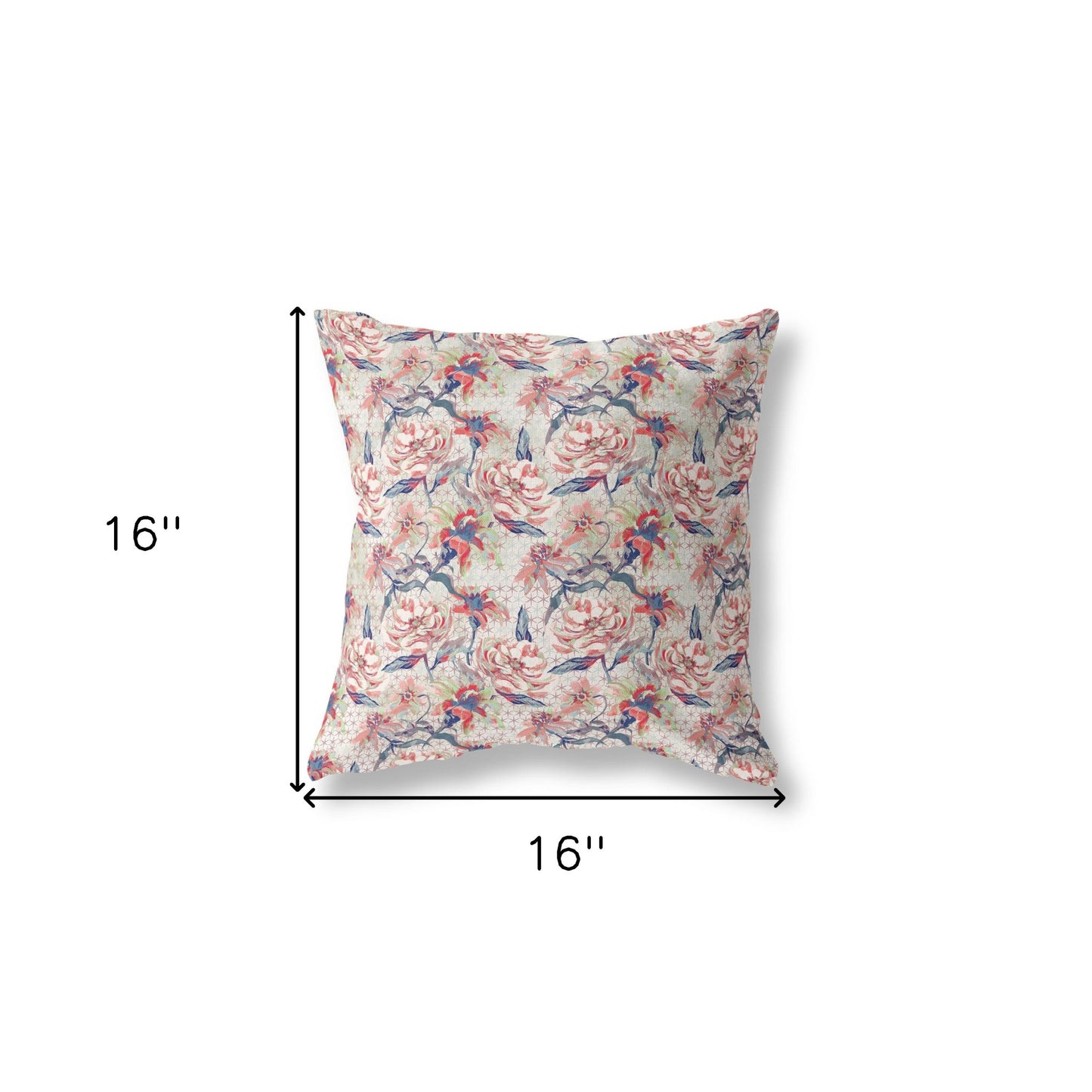 16?ǥ Red Light Indigo Roses Indoor Outdoor Throw Pillow