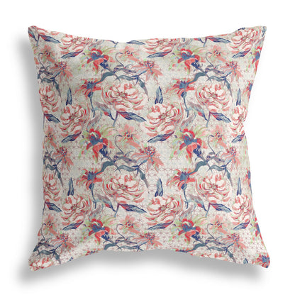 16?ǥ Red Light Indigo Roses Indoor Outdoor Throw Pillow