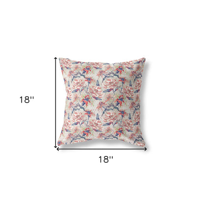 18” Red Light Indigo Roses Indoor Outdoor Throw Pillow