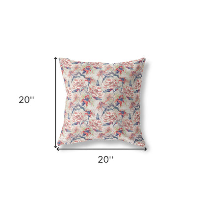 18” Red Light Indigo Roses Indoor Outdoor Throw Pillow