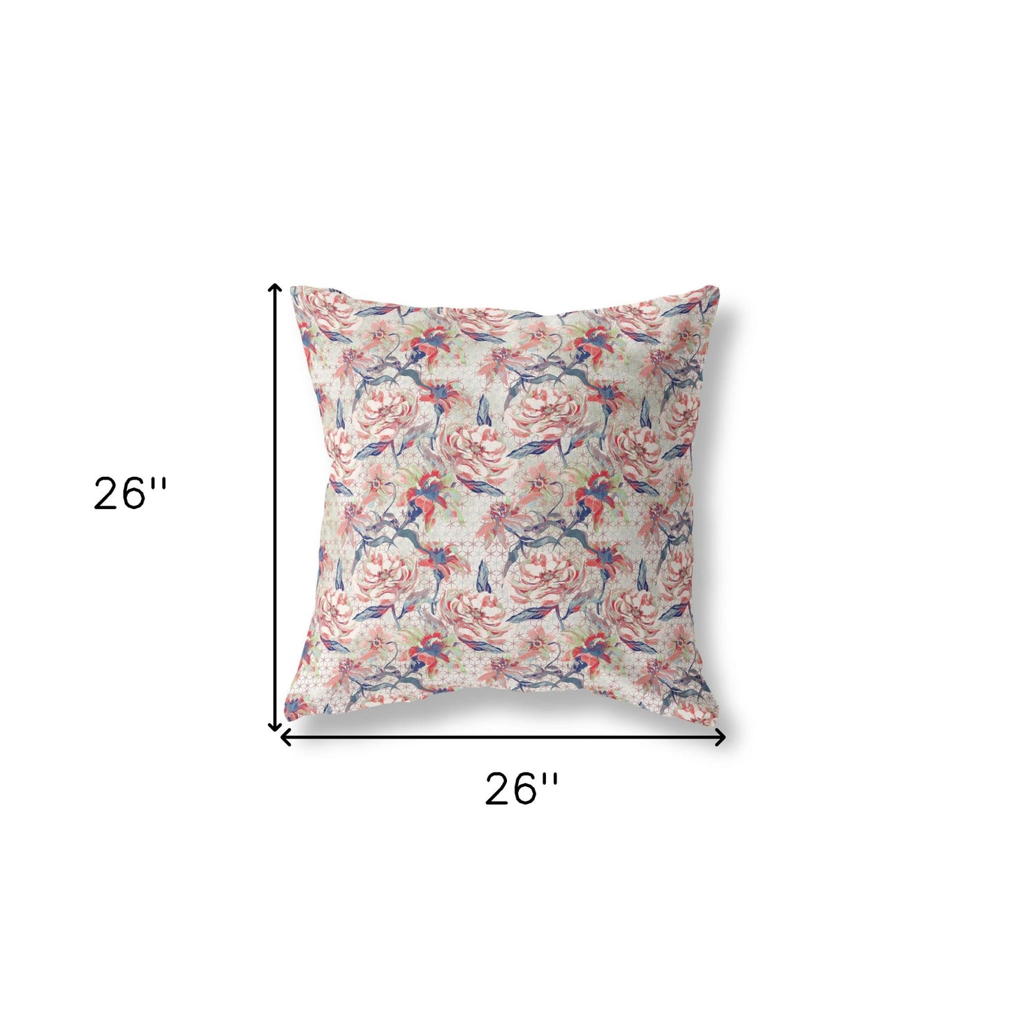 18” Red Light Indigo Roses Indoor Outdoor Throw Pillow