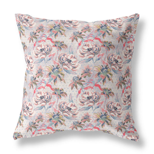 16?ǥ Lavender Pink Roses Indoor Outdoor Throw Pillow