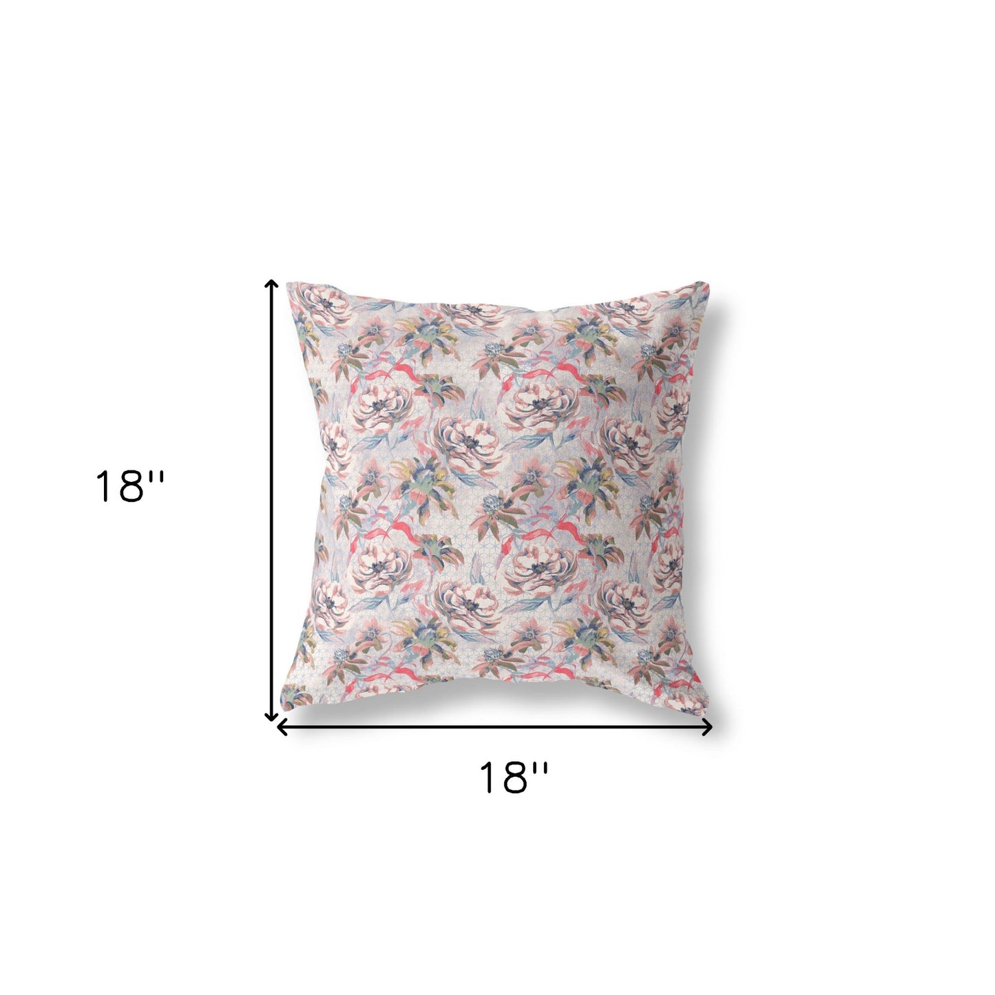 18” Lavender Pink Roses Indoor Outdoor Throw Pillow